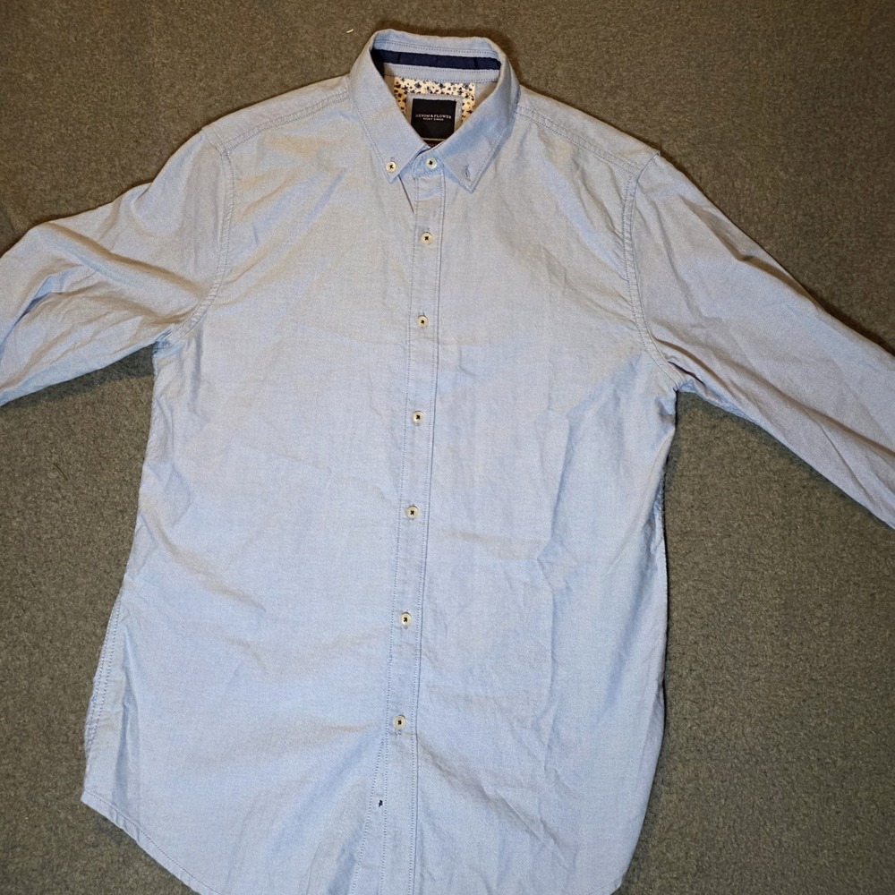 Denim And Flower Ricky Singh Blue Button-up Long Sleeve Shirt Men's Small 434